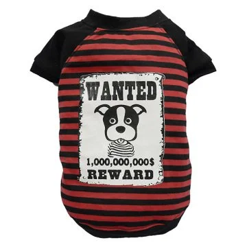 Kırmızı-Siyah Çizgili Köpek Tişörtü