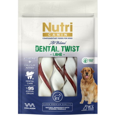 Nutri Canin Dental Twist Kuzu Etli Köpek Ödül Kemiği M-L