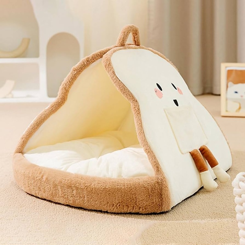 Sevimli Ekmek Tasarımlı Peluş Köpek Yatağı