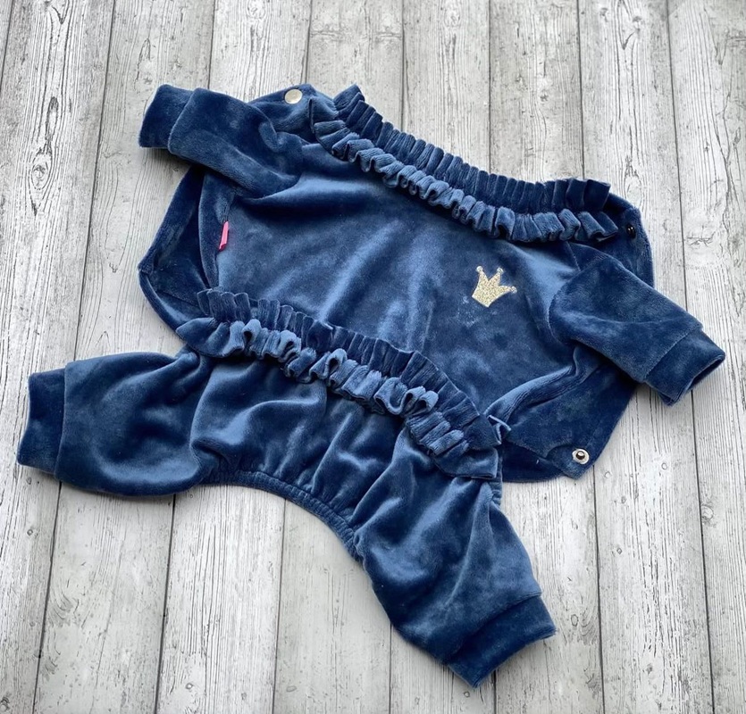 Fırfırlı Kadife Köpek Tulumu