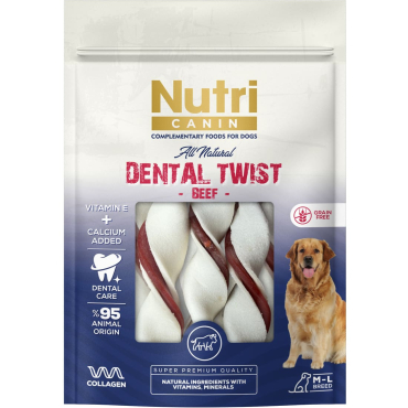 Nutri Canin Dental Twist Sığır Etli Köpek Ödülü Kemiği M-L