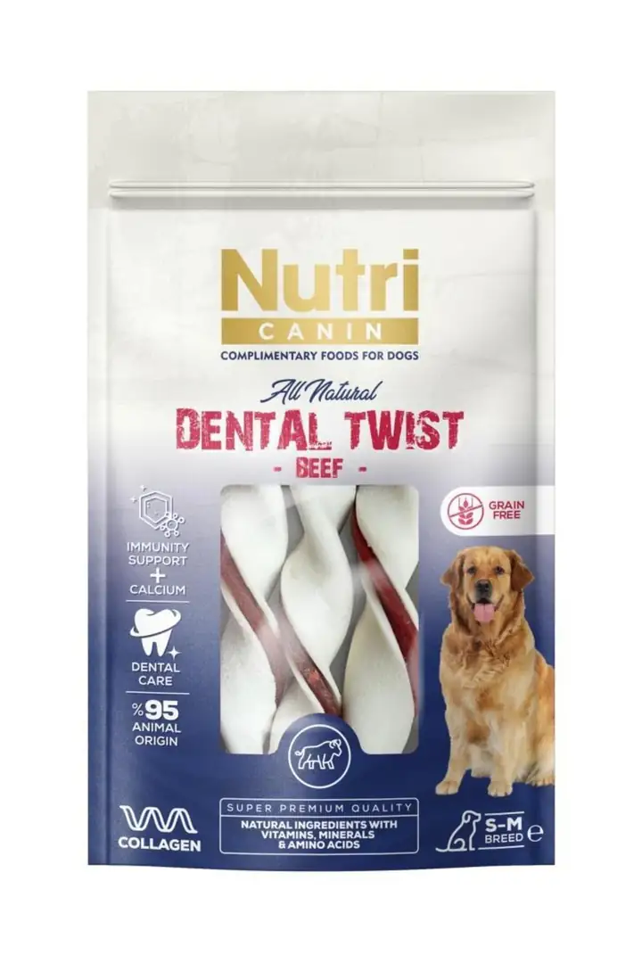 Nutri Canin Dental Twist Sığır Etli Diş Sağlığı Köpek Ödülü S-M