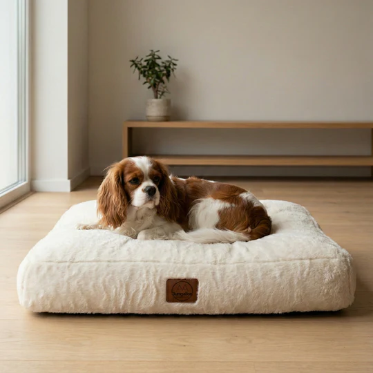 Yumuşak, Kaydırmaz Tabanlı Kedi ve Köpek Minderi (Ekru)